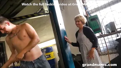 Wrinkled Granny Gets a HUGE Load of Cum