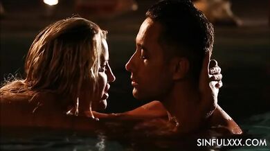 Hot wife gets 2 cocks in the pool