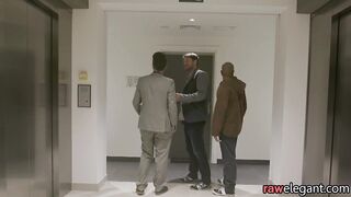 Spitroasted euro enjoys interracial threeway