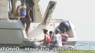 Gaming beach babes riding and sucking