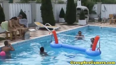 Hungarian babe playing party game before sucking