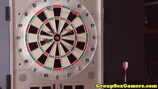 Real babes playing party games getting facial