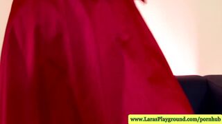 Blonde english mature in stockings teases