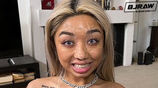 BJRAW Gia Dibella gobbles down cock