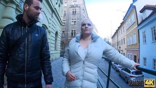 HUNT4K. Sweet girl with big boobies takes schlong while BF watches
