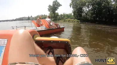 HUNT4K. In exchange for money bruiser allows stranger to fuck hot GF