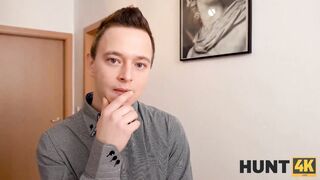 HUNT4K. Christmas mood causes hunter to pay for sex with friends hot GF