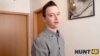 HUNT4K. Christmas mood causes hunter to pay for sex with friends hot GF