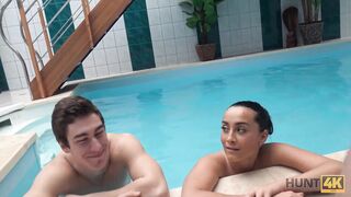 HUNT4K. Swimming pool is a nice place for guy to fuck boys GF for cash