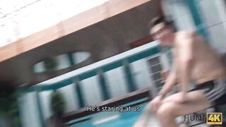 HUNT4K. Swimming pool is a nice place for guy to fuck boys GF for cash