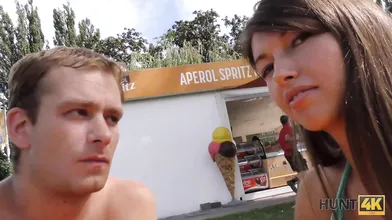 HUNT4K. Cuck for cash permits rich stranger to assfuck his GF in park