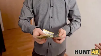 HUNT4K Hunter in Santa Claus outfit for cash fucks buddys girlfriend