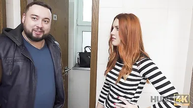 HUNT4K For cash cuck permits hunter to fuck red-haired GF in restroom
