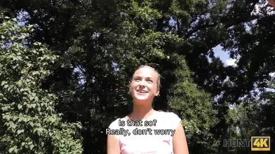 HUNT4K Hunter meets couple in the park and buys girls hot body
