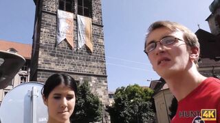 HUNT4K. Teen lovers have no money for traveling but girl has pussy
