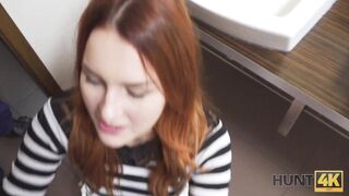 HUNT4K. Man meets sweet ginger at mall and fucks her for cash