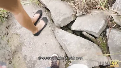 HUNT4K. Kind guy helps poor couple with cash for passionate sex