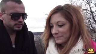 HUNT4K. Teen ginger tells the price of her pussy and stranger agrees