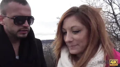 HUNT4K. Teen ginger tells the price of her pussy and stranger agrees