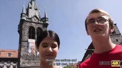 HUNT4K. Cutie gives man her mouth and pussy for a summer vacation