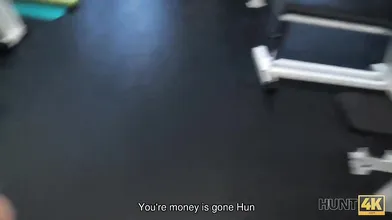 HUNT4K. Couple was working out in gym when rich hunter appeared