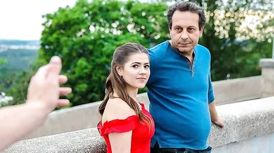HUNT4K. Naughty chick in bright dress sucks dick and gets nailed by stranger for money