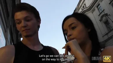 HUNT4K. Brunette colleen needs cash for ring and satisfies stranger
