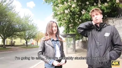 HUNT4K. Boy cant pay for his GF so she makes money like a slut