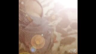 Asian cute ladyboy masturbating and cumming on a public beach