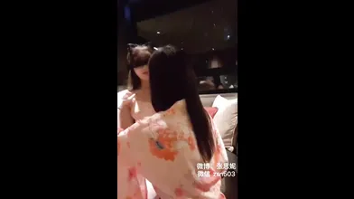 Super cute asian Ladyboy with a blindfolded cute female blowjob sex