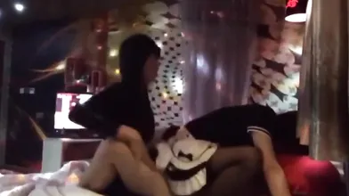 Ladyboy maid and asian latex katoey fucking a masked fag dude