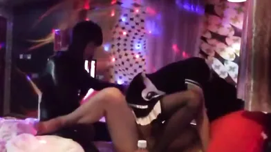 Ladyboy maid and asian latex katoey fucking a masked fag dude
