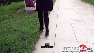 HITZEFREI.dating STREET-FUCK with GERMAN Brunette LULLU GUN