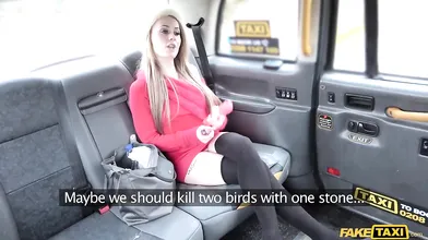Petite blonde takes massive facial