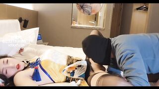 Masked dude find a ladyboy hero online and fuck her ass and cum inside