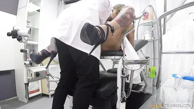 Gia Snake's pussy is inspected by the good doctor
