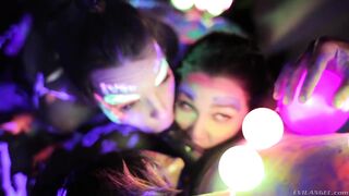 Hot lesbians playing with fluorescent body paint