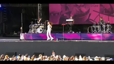 Tove Lo shows off her great tits to the crowd