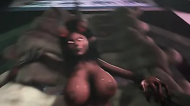 3D Zombie Gets Fucked Hard In A Graveyard Horror Anal