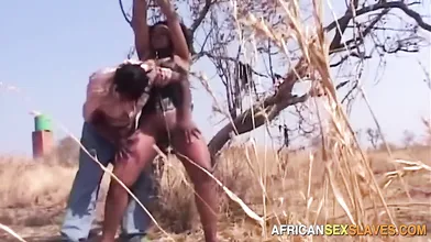 Naughty African Woman Outdoor BDSM Public Whipping For Stealing