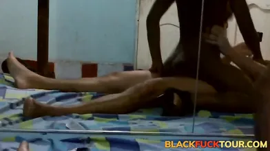 Cute Black Ebony Babe GF Gives Tourist BF Hardcore Sloppy Head!