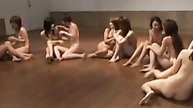 A large group of Chinese babes are having a special class about satisfying guys in many ways