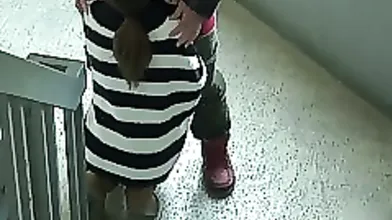 Chinese chick is getting fucked near the stairs, after she sucked her neighbor's hard dick