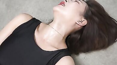 Chinese brunette likes to dress up in various costumes and let a random man play with her