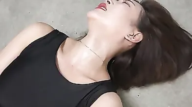 Chinese brunette likes to dress up in various costumes and let a random man play with her