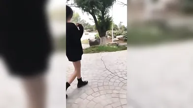 Chinese chick likes to be naked in public and even to masturbate a bit, until she cums
