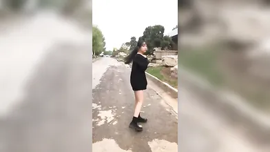 Chinese chick likes to be naked in public and even to masturbate a bit, until she cums