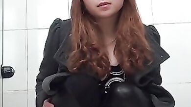 Chinese girls are peeing in a public toilet in front of a hidden camera, all day long
