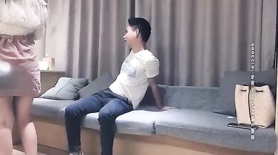 Chinese brunette is getting fucked hard, from the back, in the middle of the night